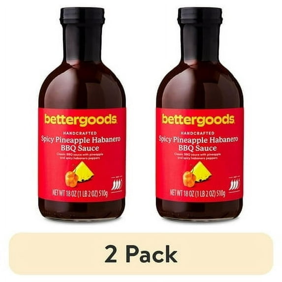 (2 pack) bettergoods Spicy Pineapple Habanero BBQ Sauce, 18 oz
