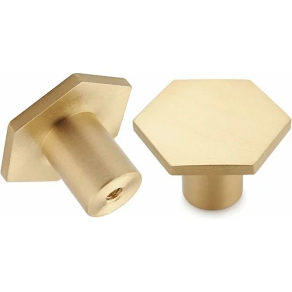 2-pack, brushed brass furniture knobs, gold drawer handles