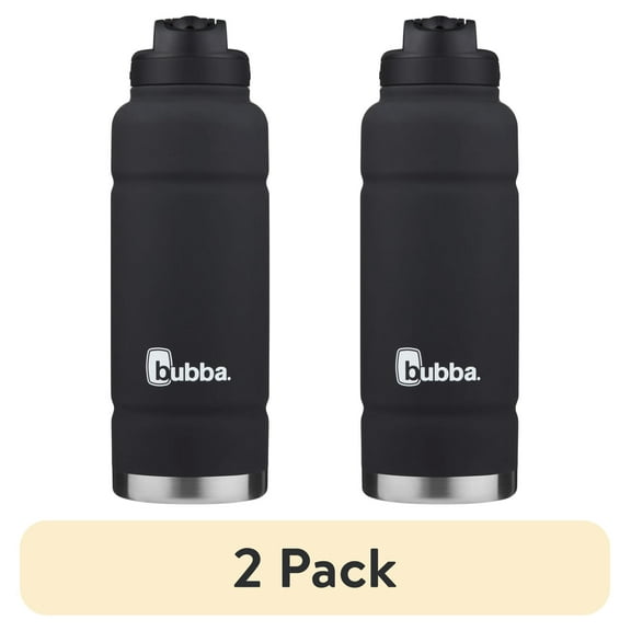(2 pack) bubba Stainless Steel Trailblazer Water Bottle with Straw, Rubberized Licorice, 40 oz