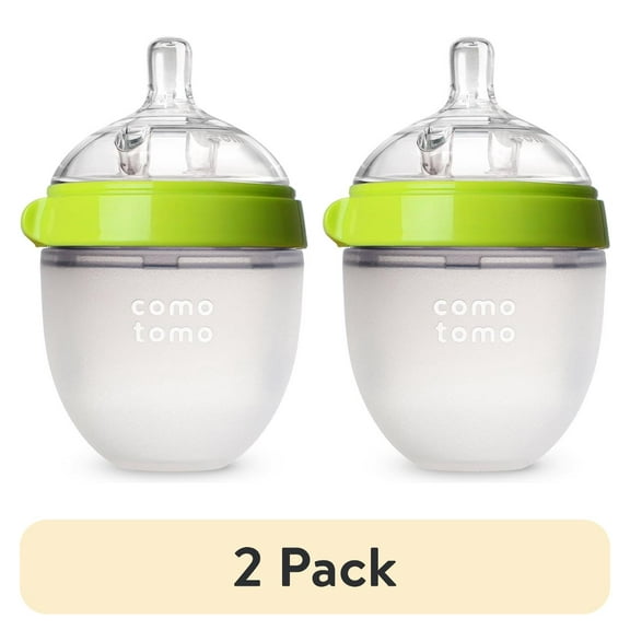 (2 pack) comotomo Baby Bottle, 5oz, Green, 2 Pack
