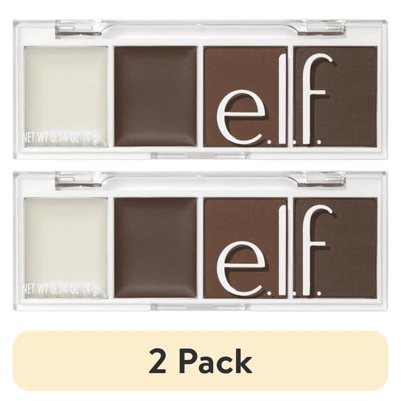 (2 pack) e.l.f. Bite-Size Brow, Mini Brow Quad with Ultra-Pigmented Waxes & Powders, Eyebrow Grooming & Makeup Kit, Auburn, 0.14 Oz