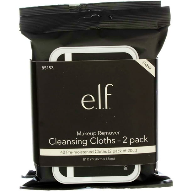 (2 pack) e.l.f. Makeup Remover Cleansing Cloths 2 Pack, 20 Count Per