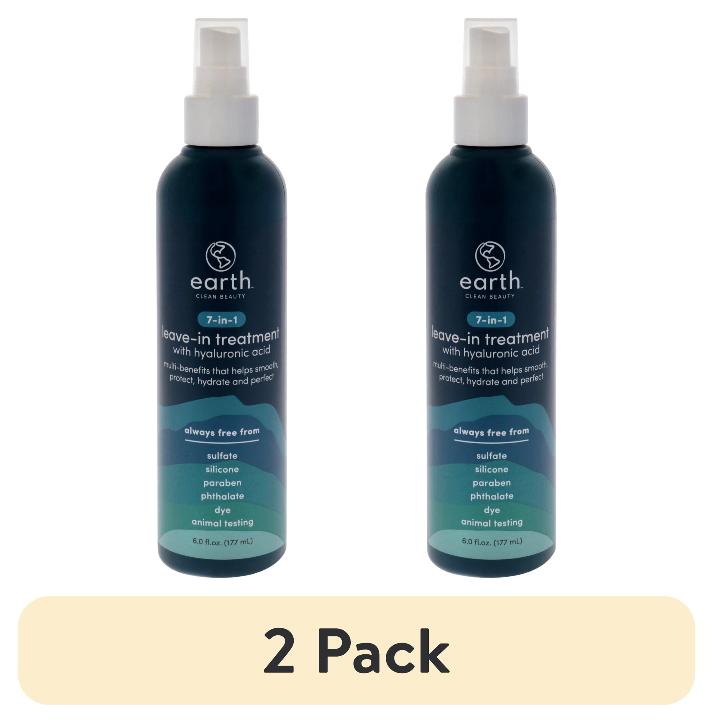 (2 pack) earth Clean Beauty 7-in-1 Leave-In Treatment with Hyaluronic Acid, 6 fl oz.