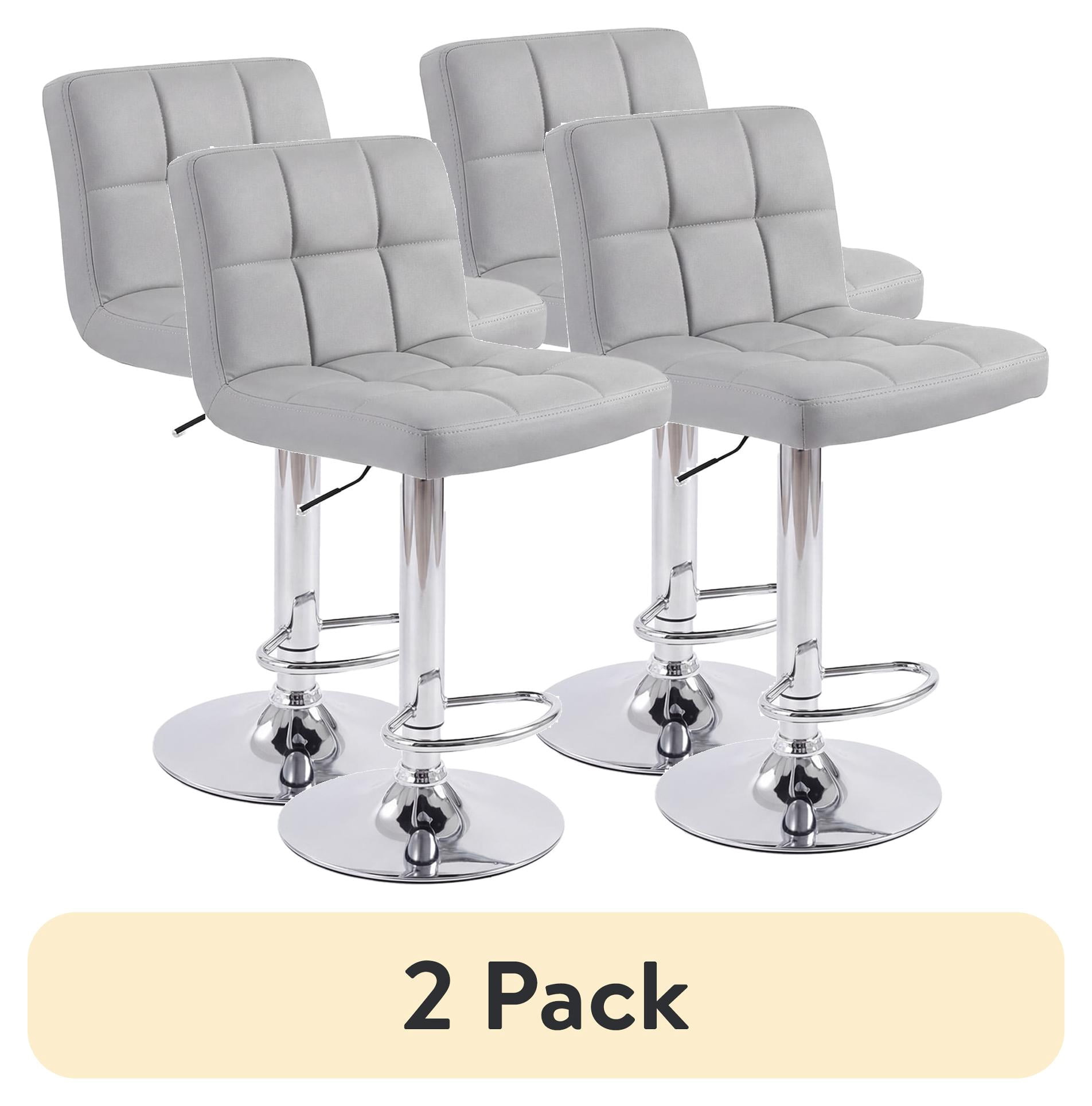 (2 pack) edx Bar Stools Set of 2 with PU Leather, Swivel High Back Bar Stools for Kitchen Island, Bar Stools, Gray