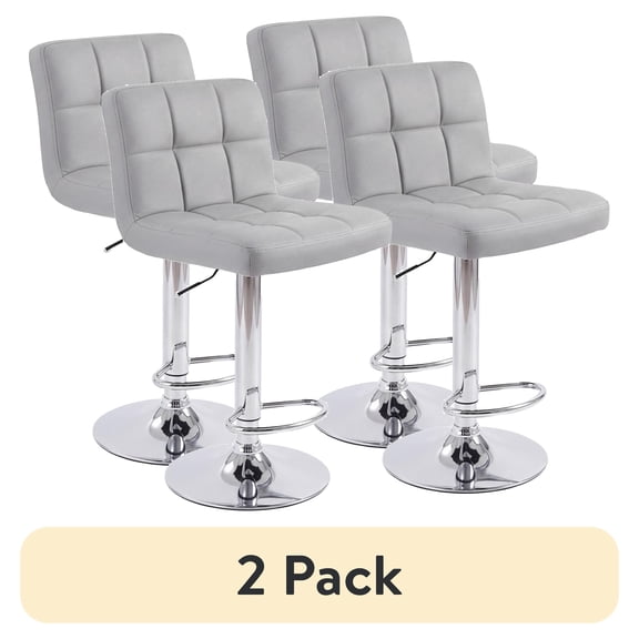 (2 pack) edx Bar Stools Set of 2 with PU Leather, Swivel High Back Bar Stools for Kitchen Island, Bar Stools, Gray