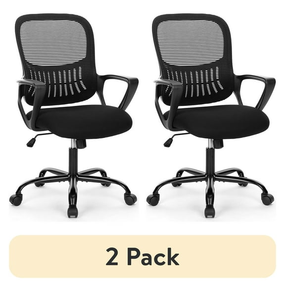 (2 pack) edx Desk Chair with Ergonomic Lumbar Support for Home, Office, Bedroom, 250lbs, Black