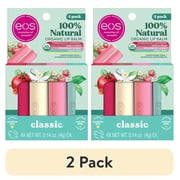 2 pack eos 100% Natural & Organic Lip Balm Set, USDA Certified Organic, 0.14 oz, 4-Pack