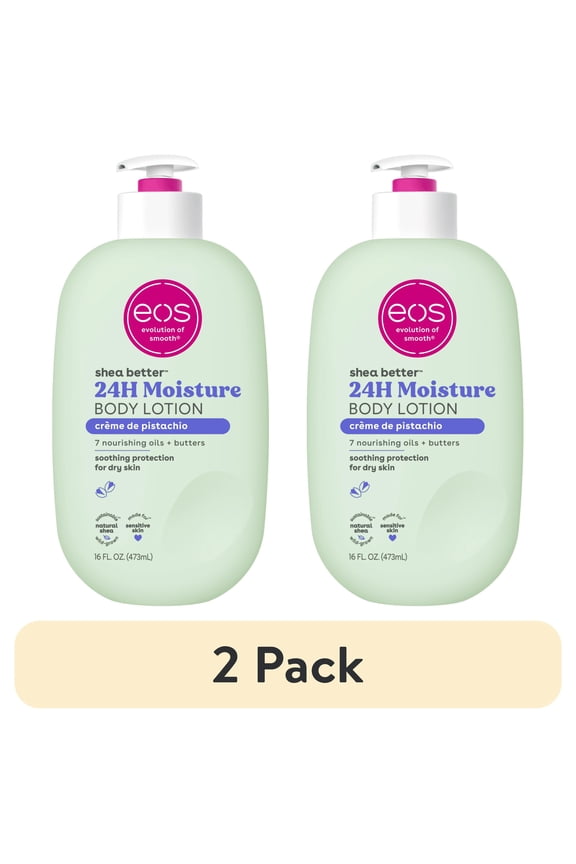 (2 pack) eos Shea Better Body Lotion- Creme de Pistachio, Soothes Dry Skin, 16 fl oz