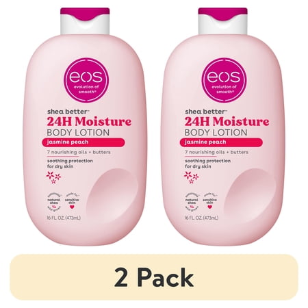 (2 pack) eos Shea Better Body Lotion - Jasmine Peach, 16 fl. Oz.