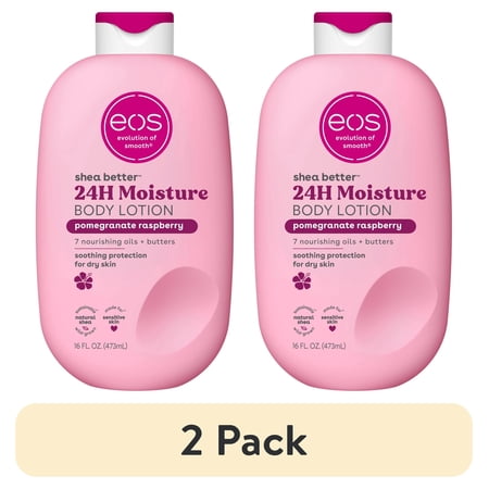 (2 pack) eos Shea Better Body Lotion - Pomegranate Raspberry, for Dry Skin, 16 fl oz
