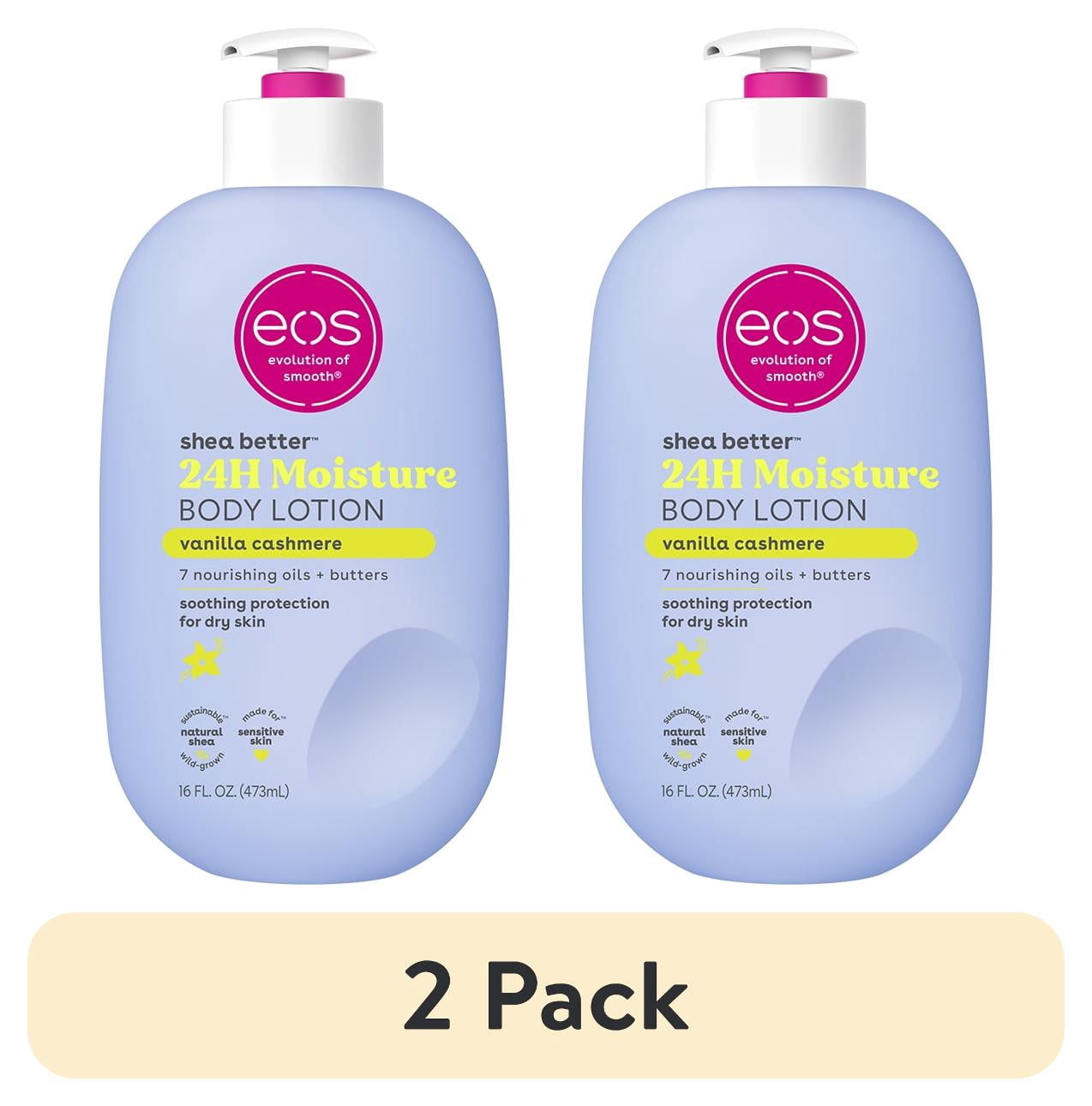 2 pack) eos Shea Better Body Lotion - Vanilla Cashmere, for Dryness, 16 fl oz