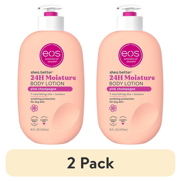 (2 pack) eos Shea Better Body Lotion for Dry Skin, Pink Champagne, 16 fl oz