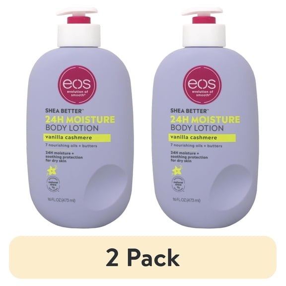 (2 pack) eos Shea Better Body Lotion for Dry Skin, Vanilla Cashmere, 16 fl oz