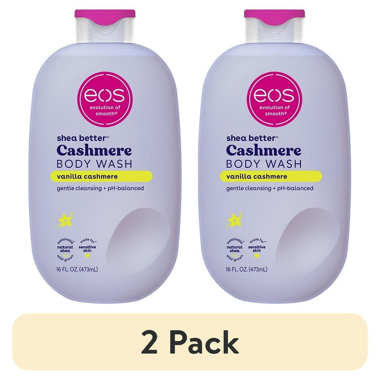 (2 pack) eos Shea Better Cashmere Body Wash - Vanilla Cashmere, Creamy Gel Formula, 16 oz