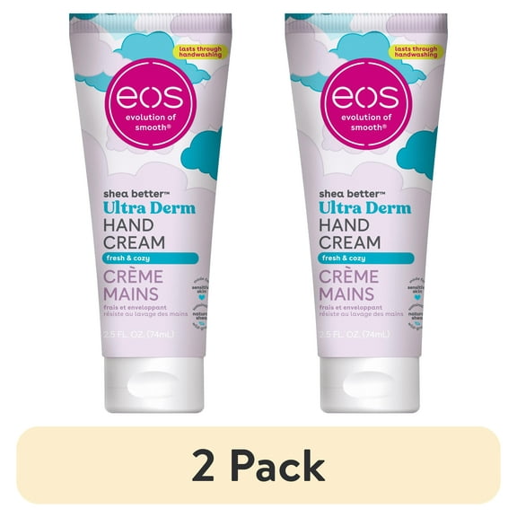 (2 pack) eos Shea Better Ultra Derm Hand Cream- Fresh & Cozy, Moisturizes Dry Hands, 2.5 fl oz, 1 Pack