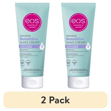 (2 pack) eos Shea Better Womens Shaving Cream, Sensitive Skin, Fragrance Free, 7 fl oz