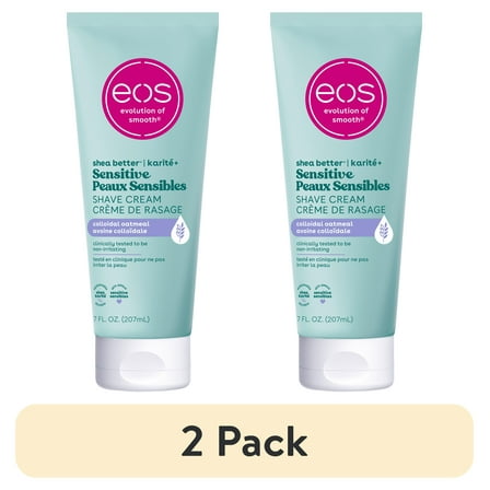 (2 pack) eos Shea Better Womens Shaving Cream, Sensitive Skin, Fragrance Free, 7 fl oz