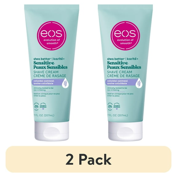 (2 pack) eos Shea Better Womens Shaving Cream, Sensitive Skin, Fragrance Free, 7 fl oz