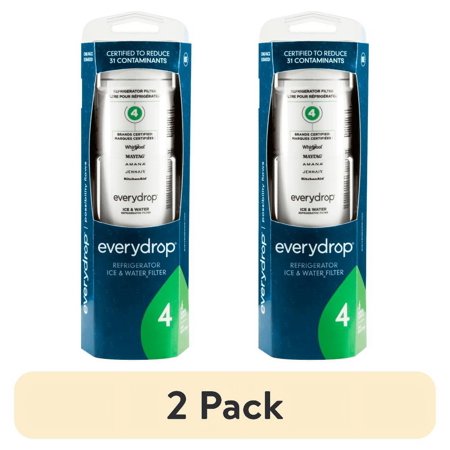 (2 pack) everydrop by Whirlpool Ice and Water Refrigerator Filter 4, EDR4RXD1, Single-Pack, Green