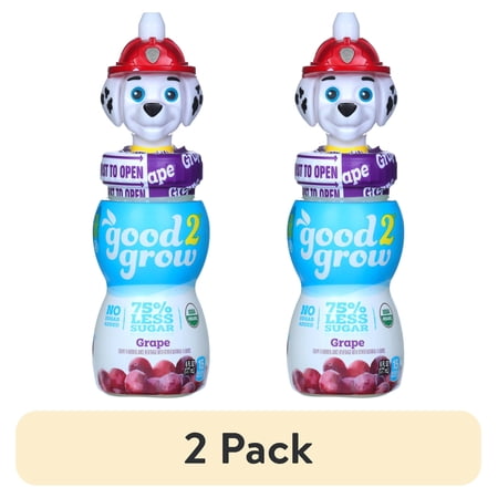 (2 pack) good2grow 6oz Organic Low Sugar Grape Juice Single Serve (Character Tops Vary)