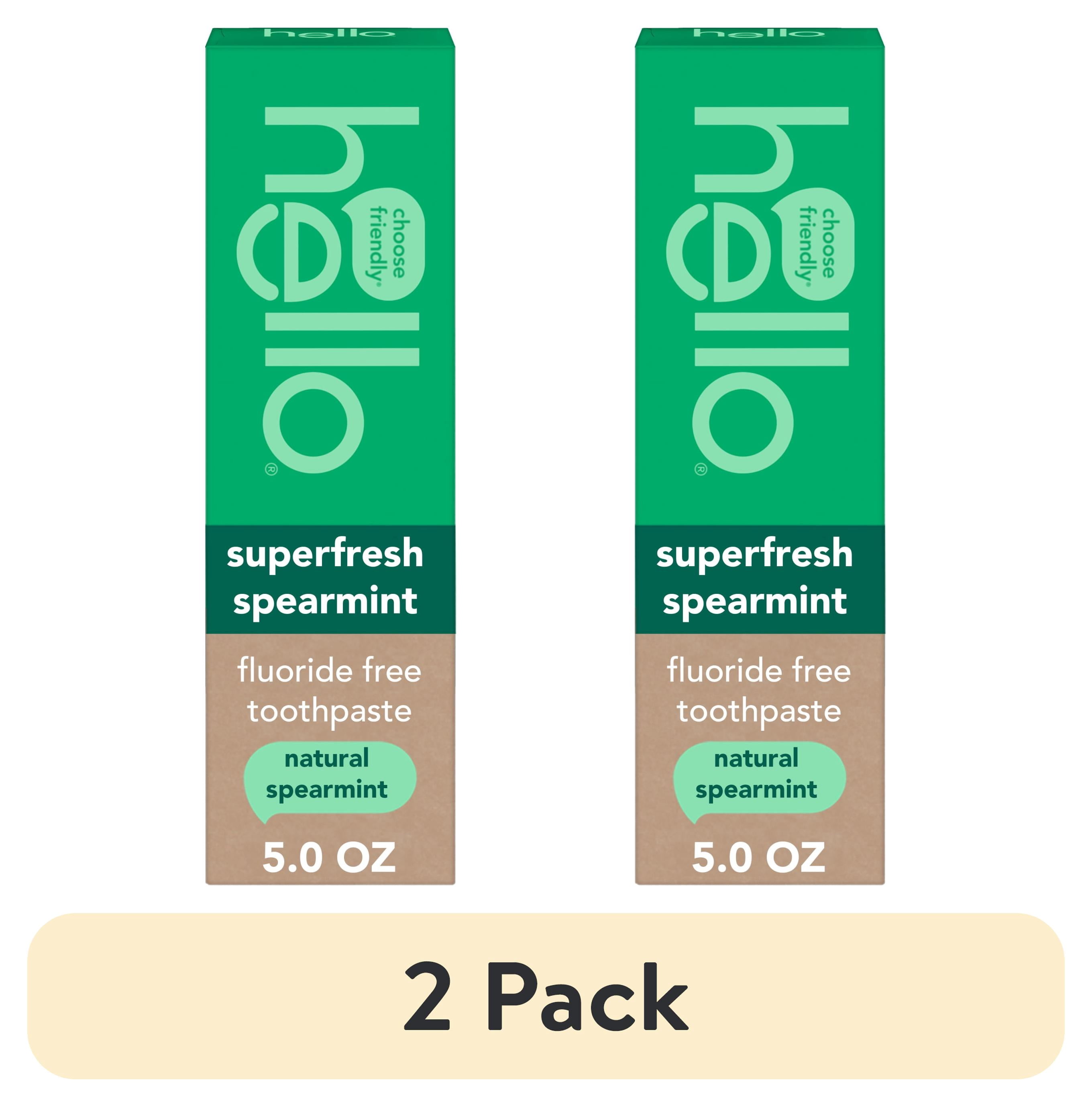 (2 pack) hello Superfresh Fluoride Free Toothpaste for Bad Breath, Natural Spearmint, 5 Oz