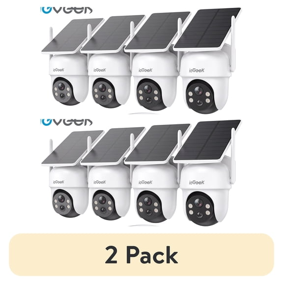 (2 pack) (2 pack) ieGeek 2K/4MP QHD Outdoor Home Security Camera System Solar, Wireless, 2.4G/5G WiFi, 360° PTZ View, No Subscription Fees, Local Storage, PIR Detection, Waterproof, Security Camera System