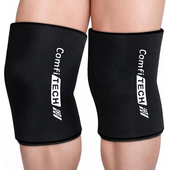 2-pack knee ice bag wrap, elbow calf guard flexible reusable gel cold compression sleeve, for relieving meniscus tears and discomfort, muscle relaxation, sports recovery, extra large
