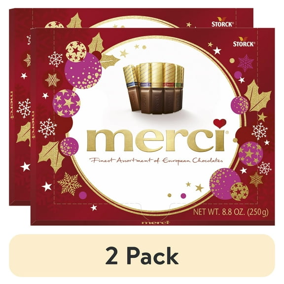 (2 pack) Merci Holiday Finest European Holiday Christmas Chocolates, 8.8oz