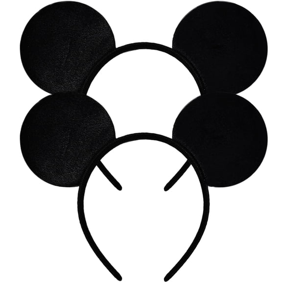2 pack mouse ears headbands for adults women little girls boys (black, onesize)