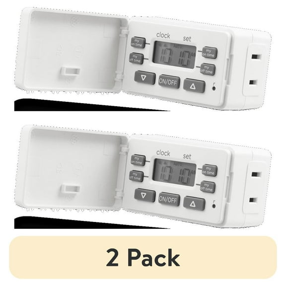 (2 pack) myTouchSmart Digital Fashion Timer, 1-Outlet Polarized, 2 Settings, 24hr, White, Cover, 0 Amps