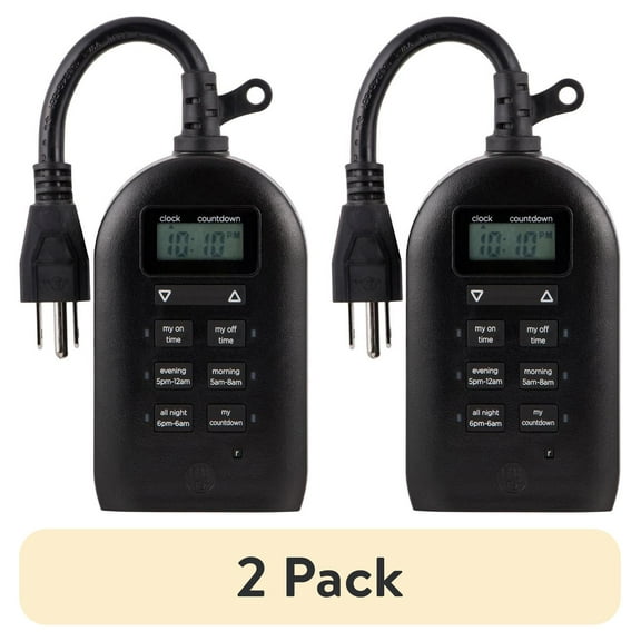 (2 pack) myTouchSmart Programmable Outdoor Plug-in Digital Timer, 2-Outlets, 26898, 0 Amps