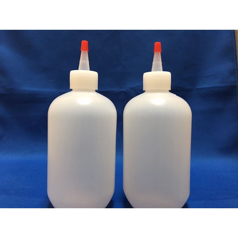 2 pack of 16 oz (240mL) Plastic Boston Round Squeeze Bottles + Yorker Caps  HDPE