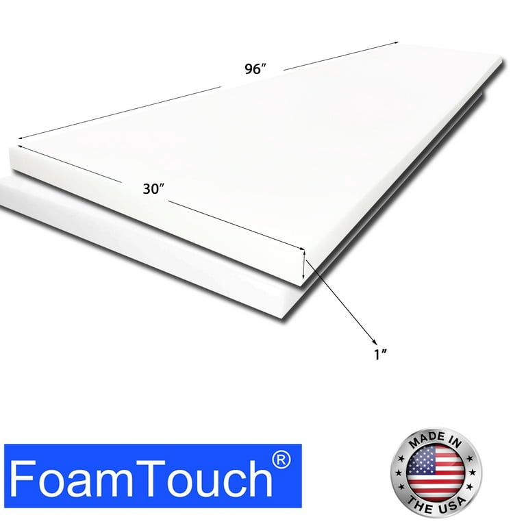FoamTouch Upholstery Foam Cushion High Density 2'' Height x 30'' Width x  96'' Length 