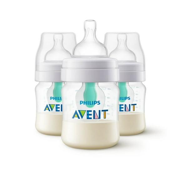 2 pack of Philips Avent Anti-colic Baby Bottle, 1m+, 4 oz, Clear, 3pk, SCY701/93