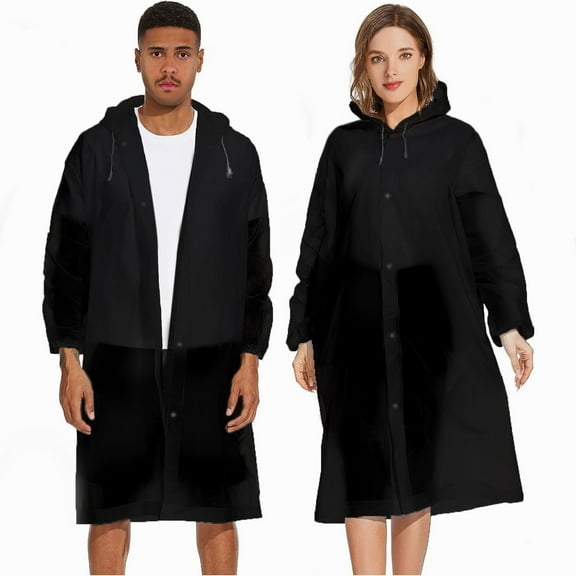 2 pack of Raincoats Portable EVA Rain Coats Reusable Rain Poncho with Elastic Cuff Sleeves and Hood