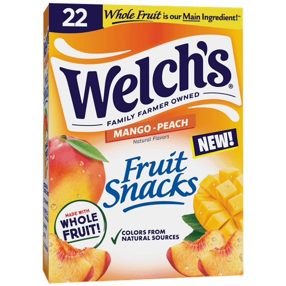 2 pack of Welch's Fruit Snacks, Mango Peach, 0.8oz, 22 Count