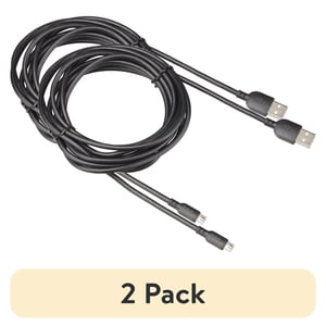 (Paquete de 2) onn Cable de Carga Micro-USB a USB de 10 pies, Negro