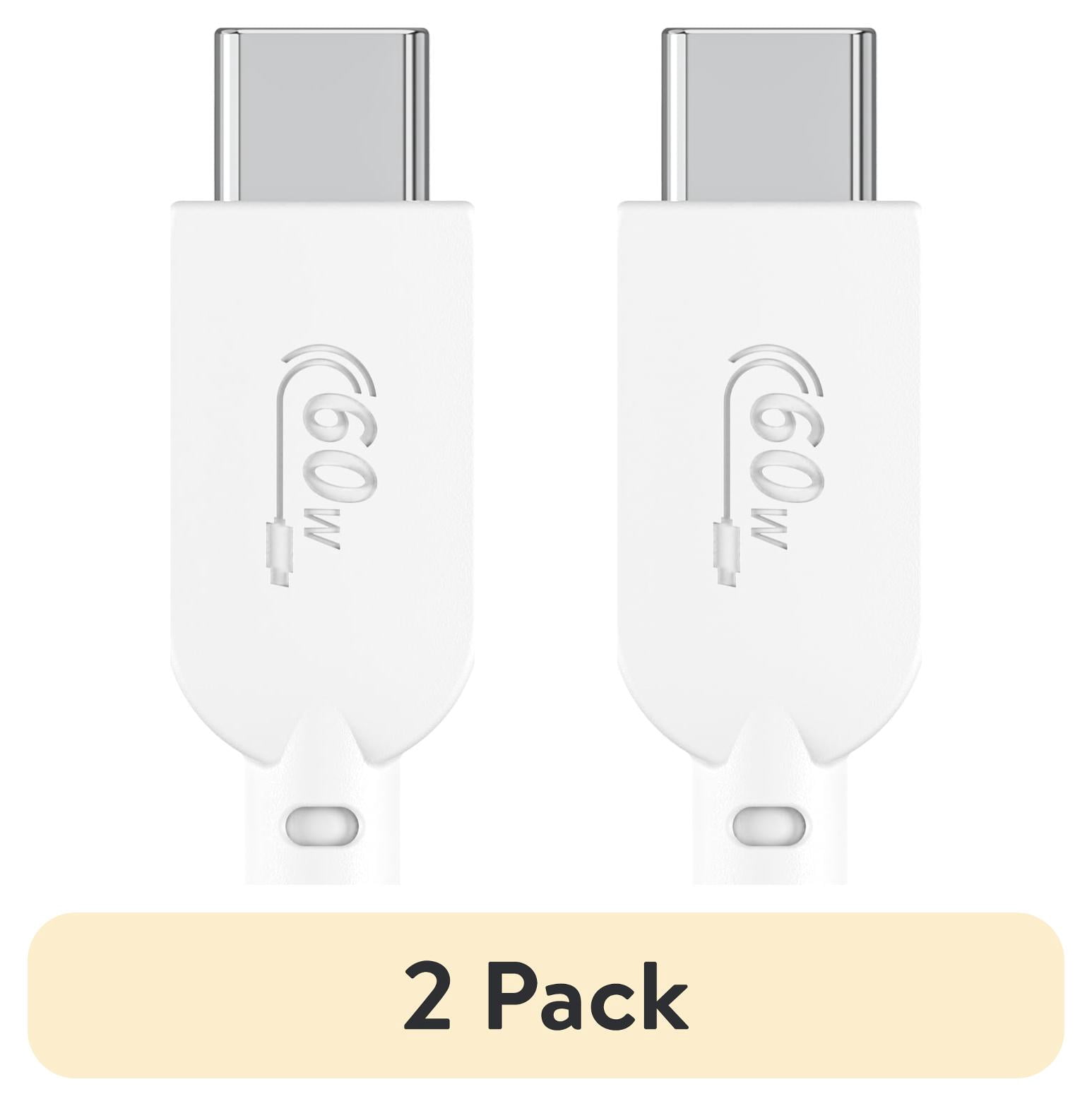 (2 pack) onn 10 ft USB-C to USB-C Charging Cable, USBIF Certified, White - Compatible with iPhone 16/15 Series, Samsung Galaxy, Note, Pixel Devices, iPad Pro
