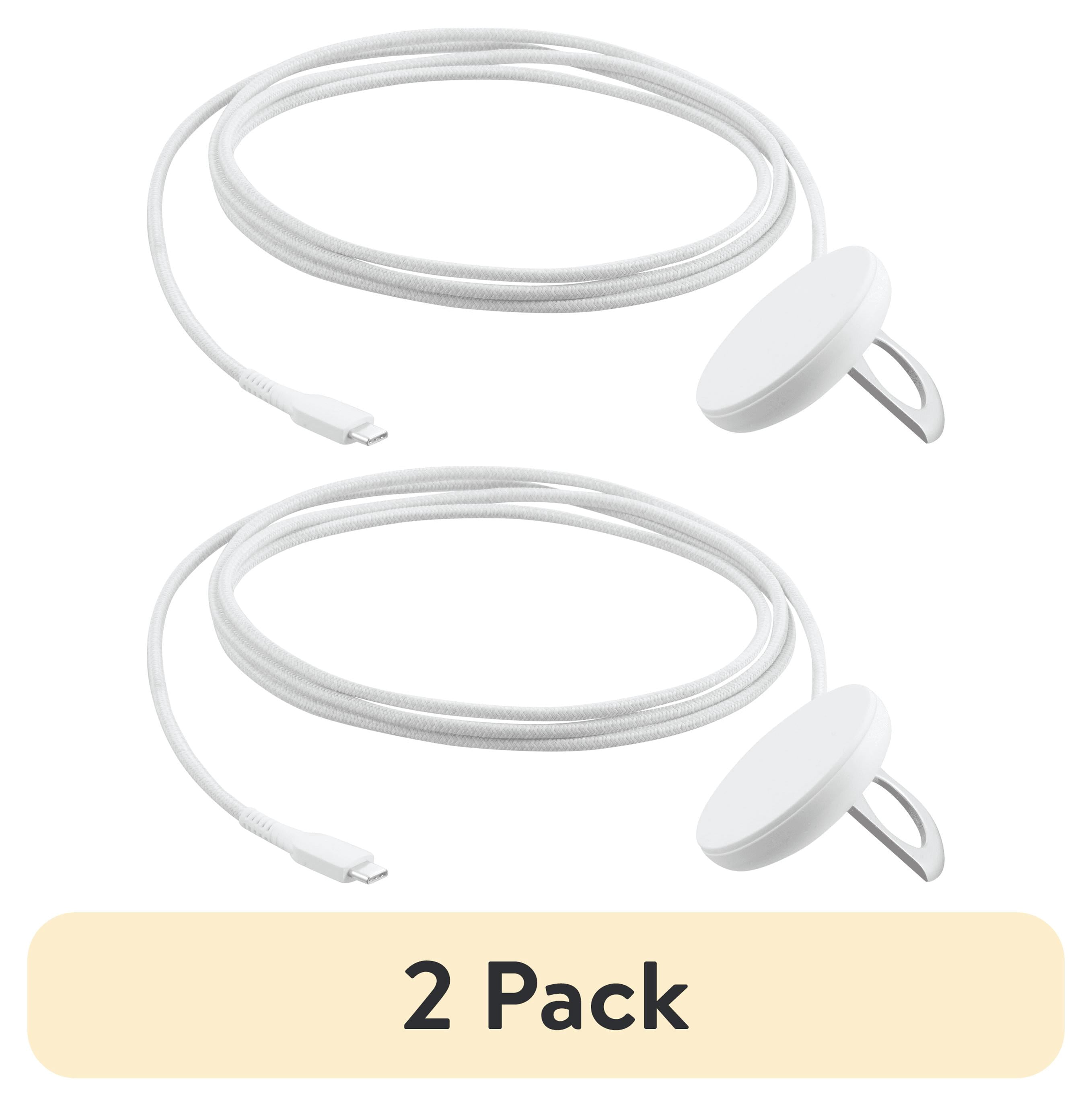 (2 pack) onn 15W Magnetic Wireless Charging Pad, Qi2 Certified, Braided Cable, White - Compatible With iPhone 17/16/15/14/13/12 Series