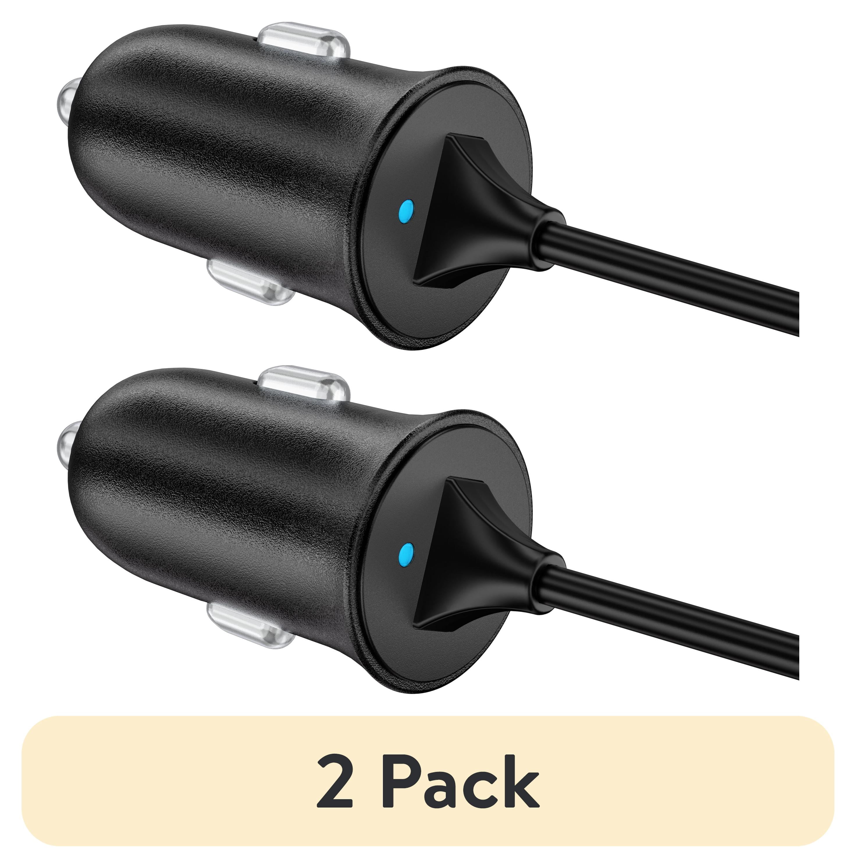 (2 pack) onn. 2.4A Lightning Car Charger, Vehicle Adapter for iPhone, iPad and iPod, Black