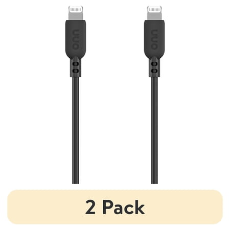 (2 pack) onn 3' Lightning to USB Charging Cable, Black
