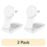 (2 pack) (2 pack) onn 3-in-1 Qi2 Certified Wireless Charging Stand – Foldable Design with Wall Adapter & Cable – Compatible with iPhone 17/16/15/14/13/12, Samsu