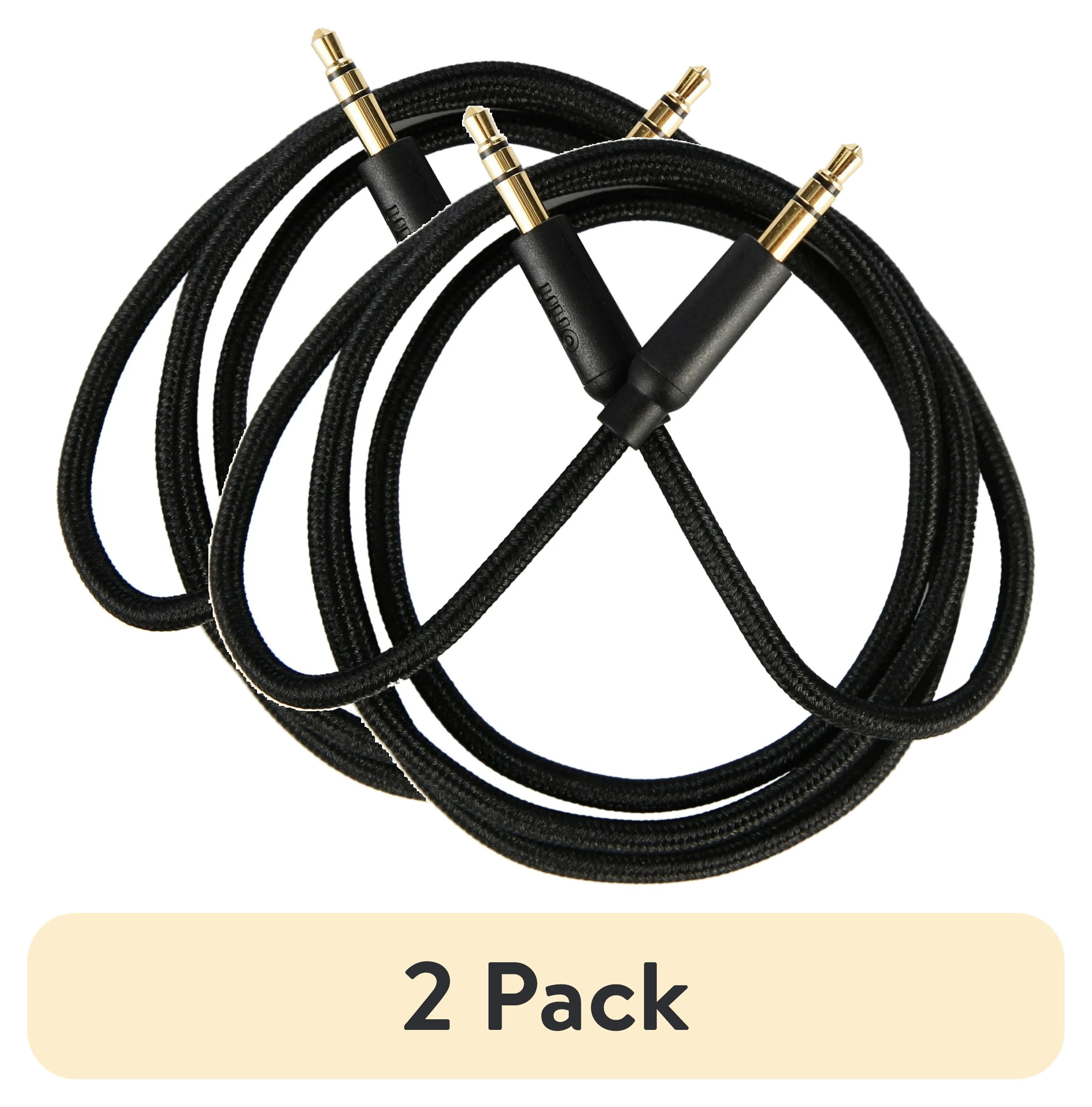 (2 pack) onn 3ft 3.5mm Aux to Aux Braided Audio Cable, Black