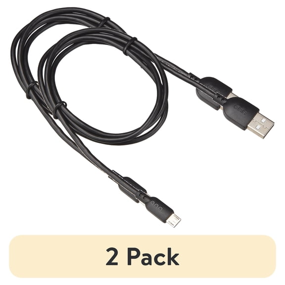 (2 pack) onn 3ft Micro-USB to USB Charging Cable, Black
