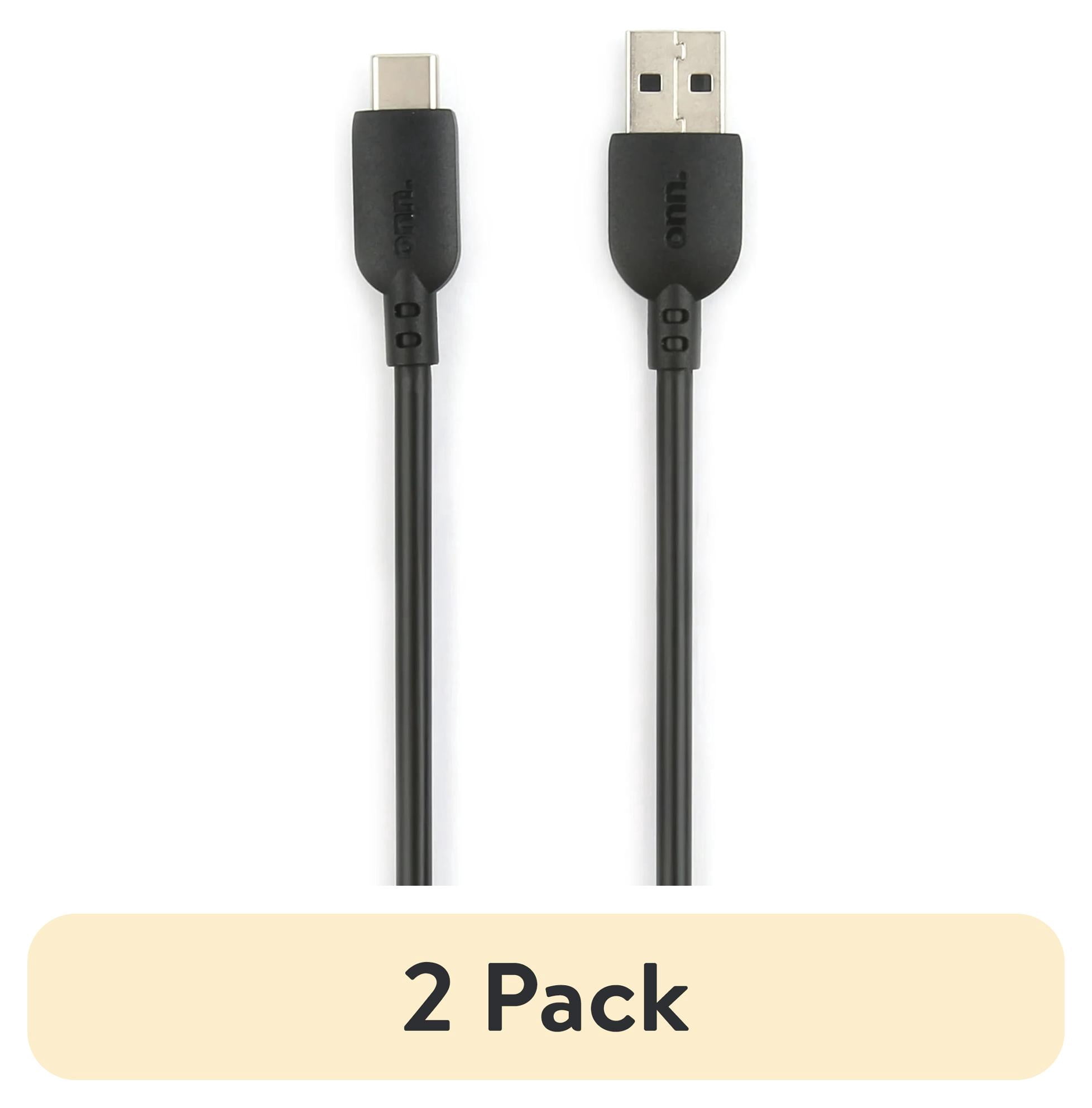 (2 pack) onn 3ft USB-C to USB-A Charging Cable, USB-IF Certified, Black, Compatible with iPhone 17/16/15 Series, Samsung Galaxy, Note, Pixel Devices, iPad Pro