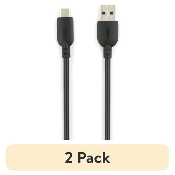 (2 pack) onn 3ft USB-C to USB-A Charging Cable, USB-IF Certified, Black, Compatible with iPhone 17/16/15 Series, Samsung Galaxy, Note, Pixel Devices, iPad Pro