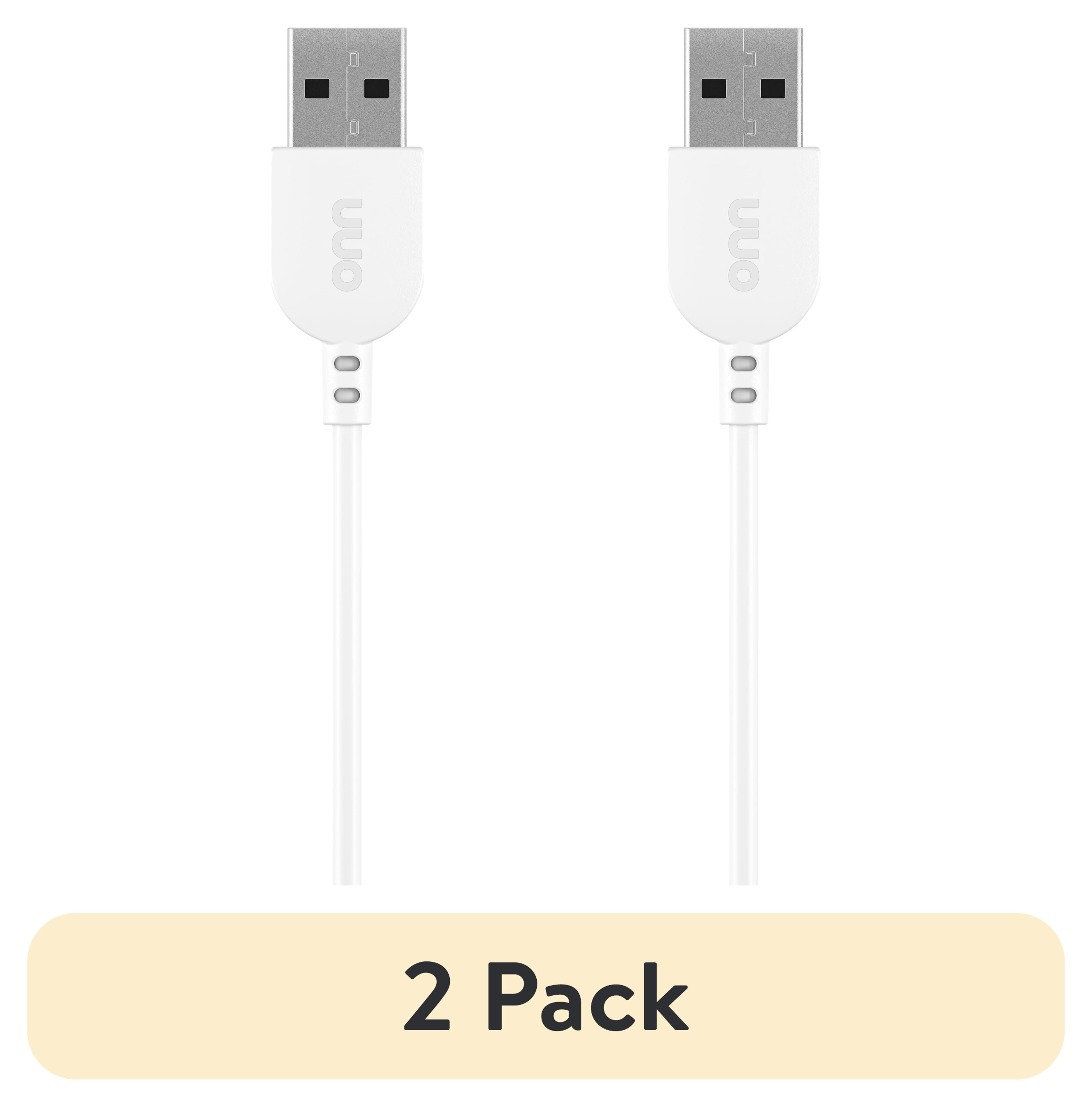 (2 pack) onn 3ft USB-C to USB-A Charging Cable USB-IF Certified White Compatible with iPhone 17 Samsung Galaxy Pixel