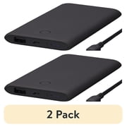 (2 pack) (2 pack) onn 5,000 mAh Slim Portable Power Bank with Micro-USB and USB-A ports, Compact Size, LED Indicator Lights, Black - Compatible with iPhone, iPa