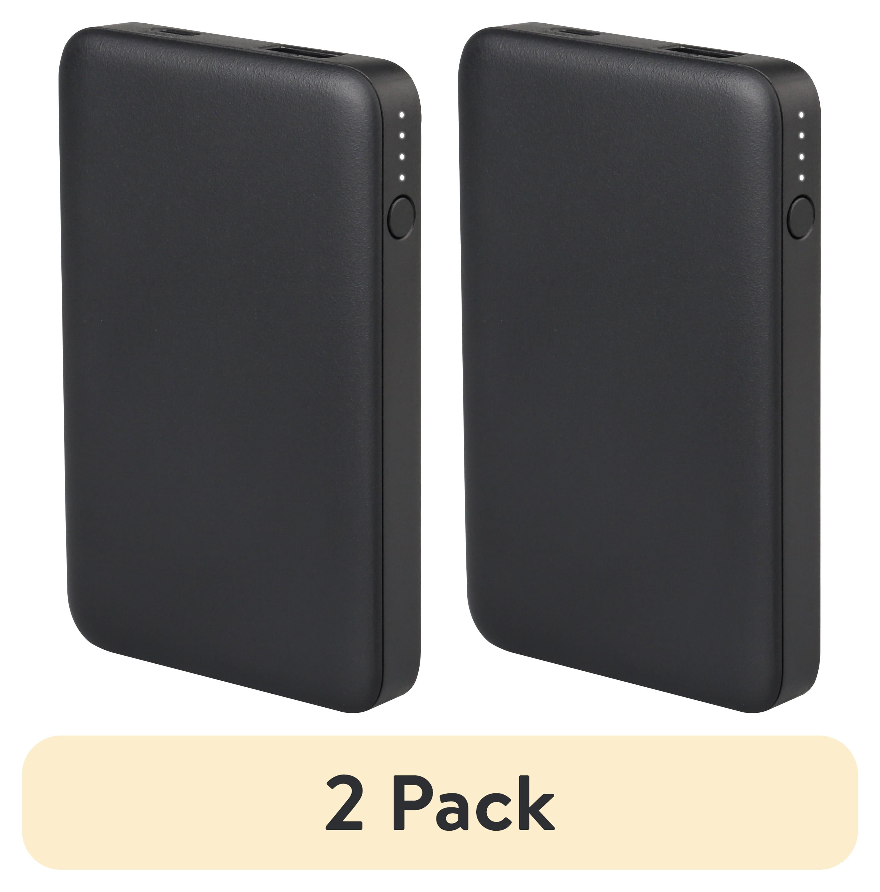 (2 pack) onn 5000mAh Portable Power Bank with USB-C and USB-A ports, Compact Size, LED Indicator Lights, Black - Compatible with iPhone, iPad, AirPods, Samsung Galaxy, Note, Pixel & More