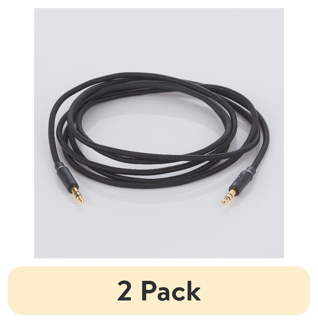 (2 pack) onn 6ft 3.5mm Aux to Aux Braided Audio Cable, Black